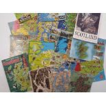 A quantity of postcards, topographical views to include France, European maps, Wales, Merseyside,