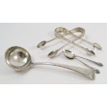 A collection of hallmarked silver flatware, to include four fiddle pattern dinner forks,