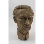 D E Cullen, composition bust of a man with moustache and wearing a collar, dated June 1973, af,