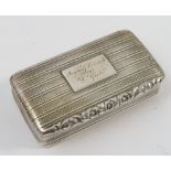 A Georgian silver snuff box, with ribbed decoration,
