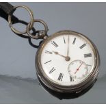 A Victorian silver open faced pocket watch, Chester 1890,