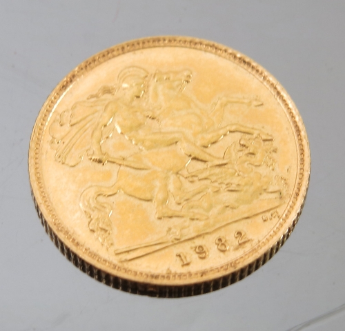 A 1982 gold half sovereign