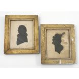 Nine 19th century portrait silhouettes, four in gilt frames,