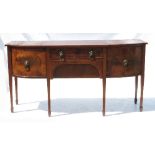 A Georgian style break bow front mahogany sideboard,