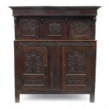 An Antique oak Continental court cupboard,