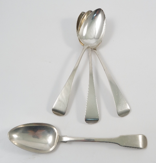 A set of three Georgian silver serving spoons, London 1817, weight 5oz,