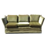 A green upholstered Knoll settee, trade only,