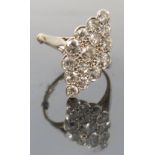 A fifteen stone diamond marquise cluster ring, the old cut stones totalling approximately 1.