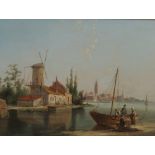 William Dommerson, oil on canvas, Stavoven on Zuider Zee,