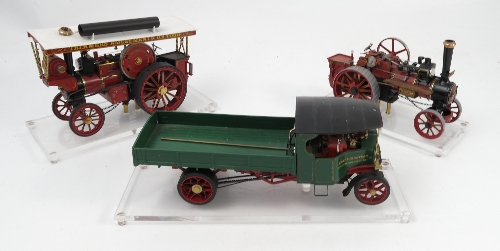 Three scale models, to include a Fodens flat bed steam engine, a Royal Chester steam engine NU7483,