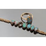 An opal triplet single stone ring, together with an opal triplet set bracelet,