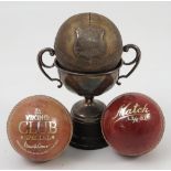 A presentation ball, for the Lancashire and Yorkshire Railway Cricket Club, dated 1889,