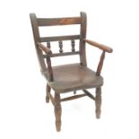 A child's elm Windsor chair