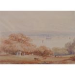 A W Copley Fielding, watercolour, The Isle of Wight form the mainland, signed and dated 1848,