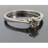 A diamond single stone platinum ring, the brilliant cut of approximately 0.