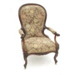 A 19th century rosewood showwood grandfathers chair,