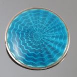 A James Fenton enamel silver brooch, Birmingham 1911, with circular blue guilloche panel,