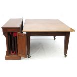 An extending mahogany dining table, of rectangular form,