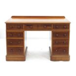 A 19th century mahogany desk, fitted three frieze drawers,