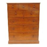 A Victorian maple chest of drawers, fitted two short drawers over three long drawers,