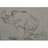 David Bowers, pen drawing, Psalm 86, study of figure supplicating, with text, 16ins x 22.