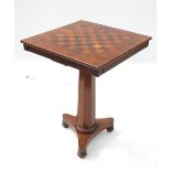 A 19th century mahogany square games table, fitted with an inlaid games board,