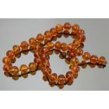 A row of amber beads, the forty oval beads approximately 10.5mm across, total length 44.