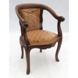 A marquetry armchair, with later upholstery,