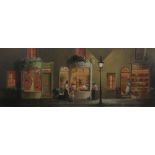 Deborah Jones, oil on board, P Adkins for Flowers, view of shop front, 11.5ins x 29.