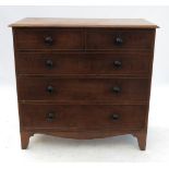 A 19th mahogany chest of drawers, fitted two short drawers over three long drawers,