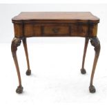 An 18th century design walnut foldover card table,