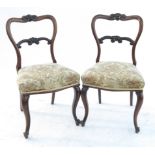 A set of six 19th century rosewood chairs, with kidney shaped backs,