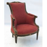 A Regency style upholstered arm chair, af,