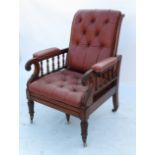 A 19th century mahogany adjustable armchair, with adjustable back,
