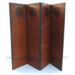 A four fold leather effect screen,