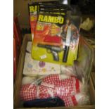 RAMBO COMMANDO TARGET GAME SETS, SOFT TOYS, BOX OF DIE CAST ETC AND BOX OF PUZZLES
