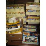 BOX OF MATCHBOX AND OTHER DIE CAST VEHICLES, LARGE QUANTITY OF BOXED COLLECTOR'S DOLLS ETC