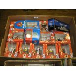 BOX OF LOONEY TUNES FIGURES AND BOX OF DIE CAST