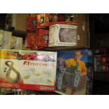 POLISTIL F.1 PROFESSIONAL ELECTRIC TRACK, SIMBA BOXED CASTLE MODEL, AND BOX OF COLLECTORS DOLLS