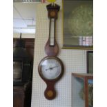 H. Manley Banjo Barometer in Mahogany and Inlaid Case