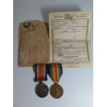 WWI Medal Pair inscribed G-12507 PTE.E.GRIST.MIDD'X R., with certificate of demobilization and