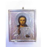 A Silver Mounted Icon, 4.5 x 4cm