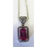 A Burmese Ruby and Diamond Pendant Necklace, untreated ruby