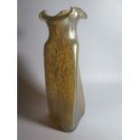 A Loetz Gold Iridescent Glass Vase, propeller design after Christopher Dresser, 35cm