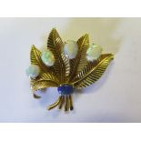 An 18ct Gold and Opal Foliate Spray Brooch