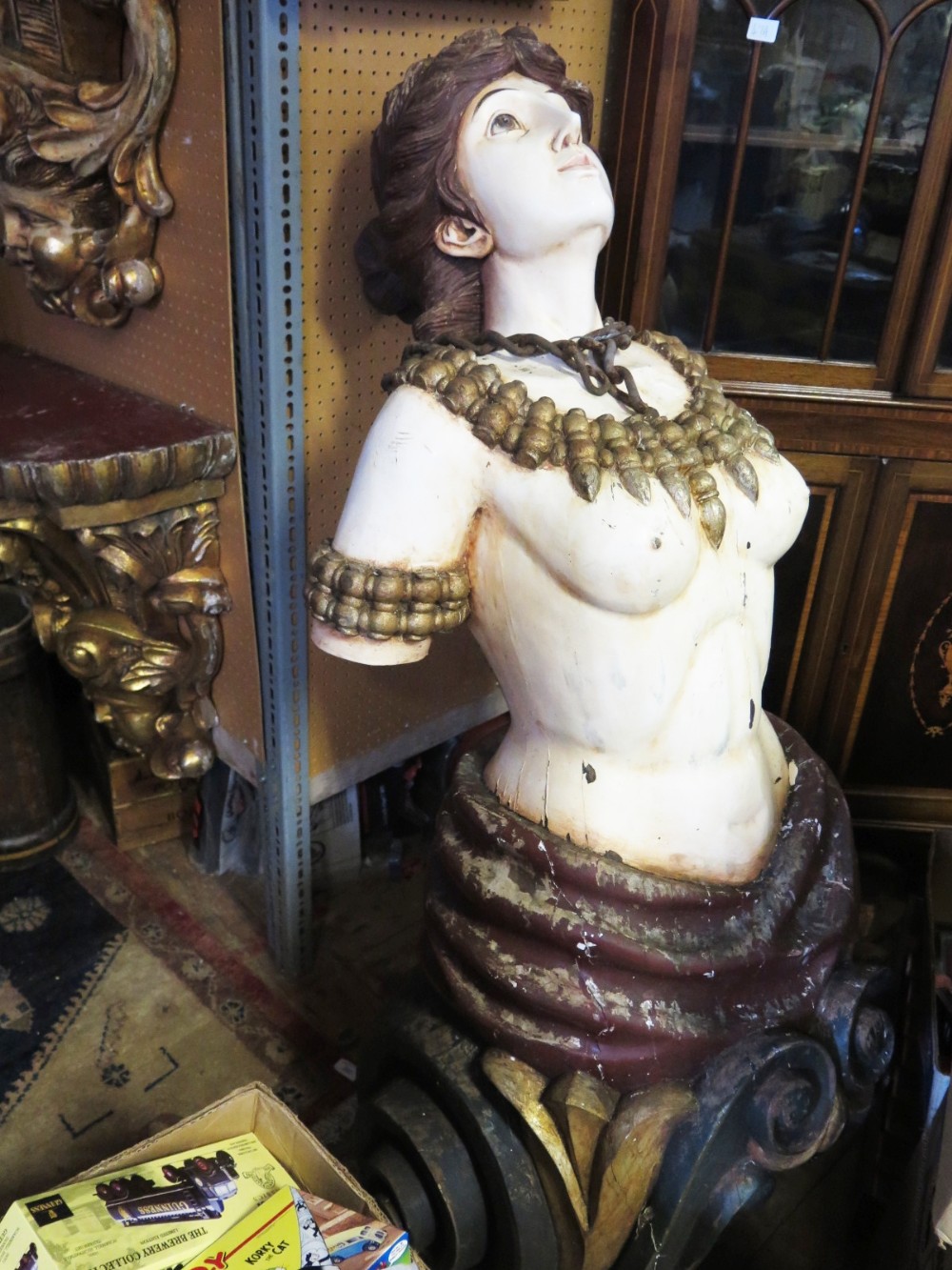 A Large Carved Wood Ships Figurehead, c. 135cm - Image 2 of 2
