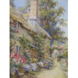 Cottage and Garden Scene, watercolour, 20 x 15cm and another 'Over The Stile', 44 x 28cm