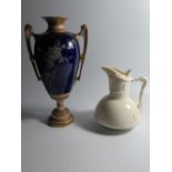 Royal Worcester Floral Decorated Vase A/F and Jug