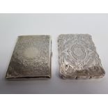 A Victorian Silver Card Case, Birmingham 1855, Edward Smith and on other Victorian card case (slight