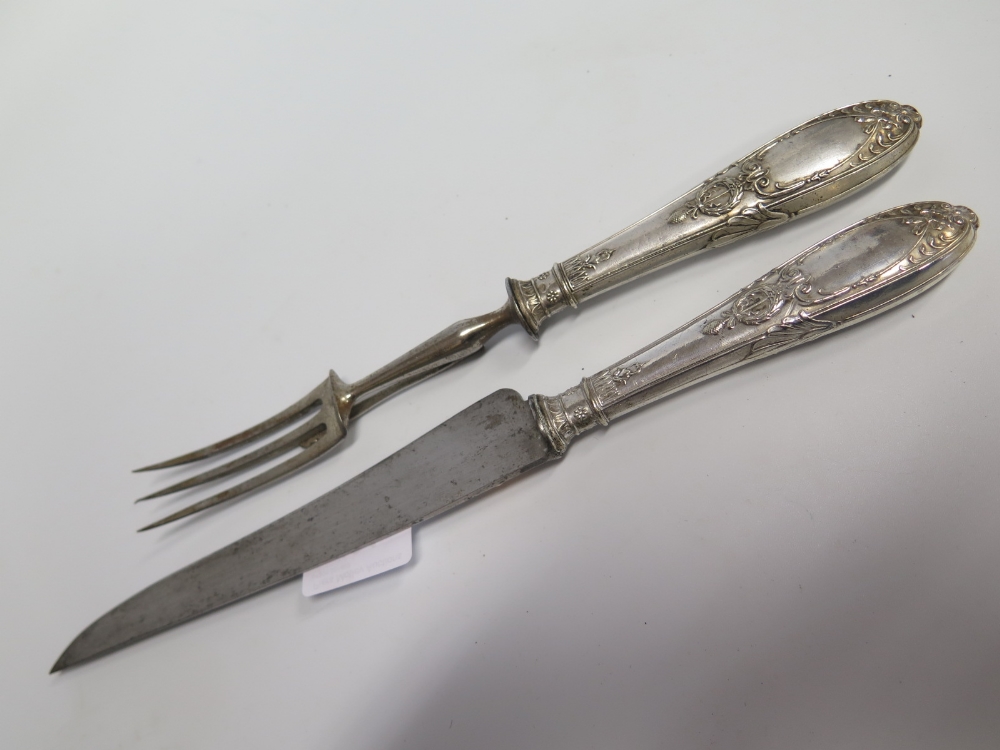 A French Silver Handled Carving Set